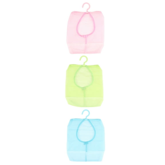 GOOHOCHY Multifunctional Hanging Mesh Bag with Hanger for Clothes Clips and Small Items Storage in Home Bathroom 3 Pcs Assorted Color