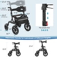 thumbnail image 5 of MAXWALK Rollator Walker for Seniors, 12" Big Rubber Wheels Foldable All Terrain Outdoor Aluminum Rolling Walker with Breathable Mesh Backrest, Height Adjustment for 5-6.5ft, Black, 5 of 10