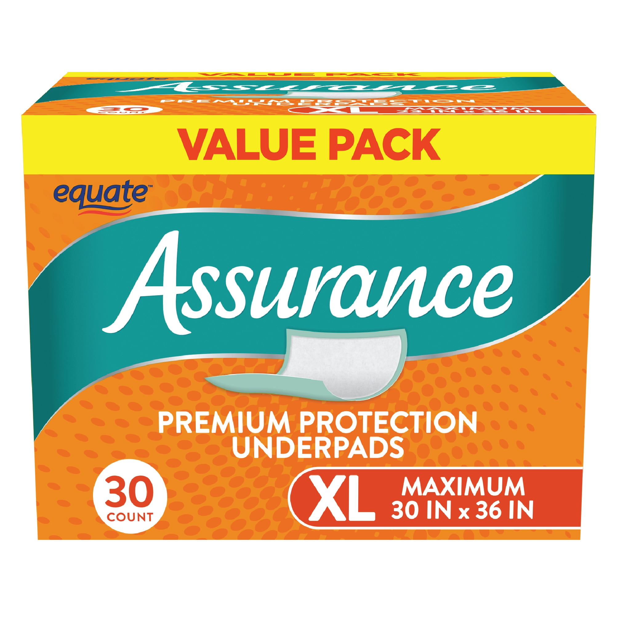 Assurance Unisex Premium Quilted Underpad, Maximum Absorbency, XL, 30 Count