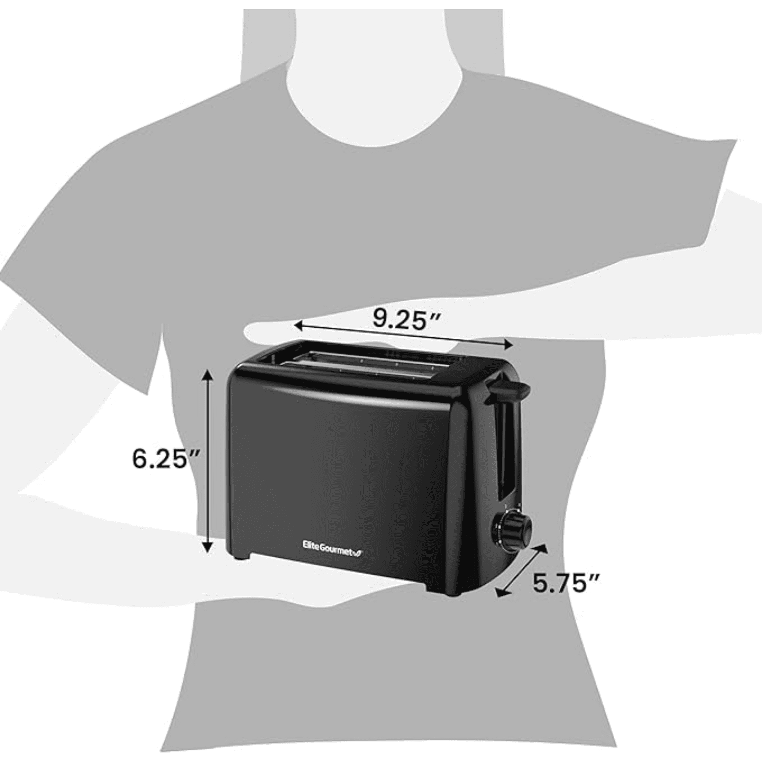 Compact Cool Touch Toaster, 6 Customizable Browning Levels, 1.25" Wide Slots for Bagels, Waffles, Pastries, Snacks, 2 Slices, Black
