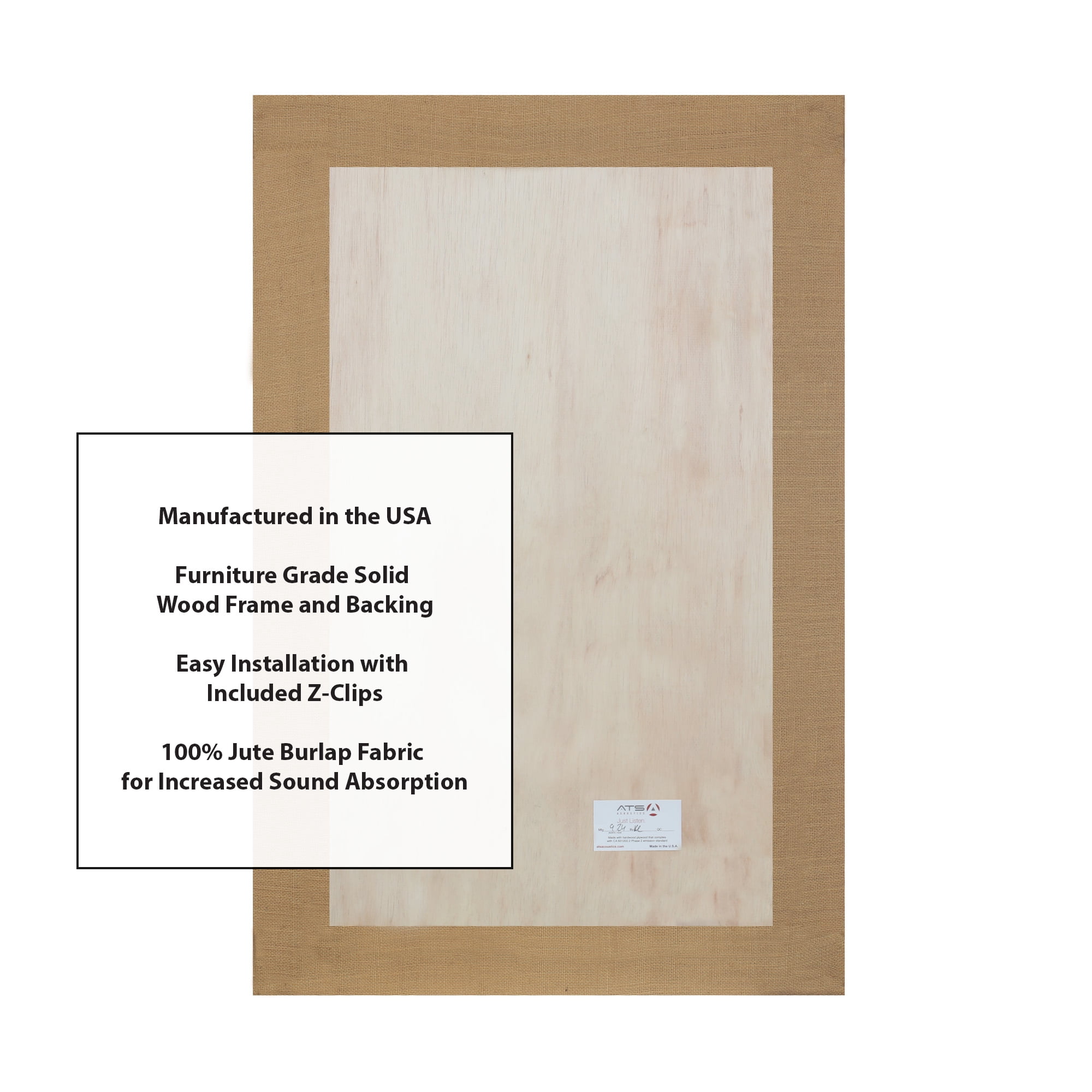 ATS Acoustics Sound Absorbing Acoustic Panel 24" x 36" x 4" Beveled Edge (Natural)