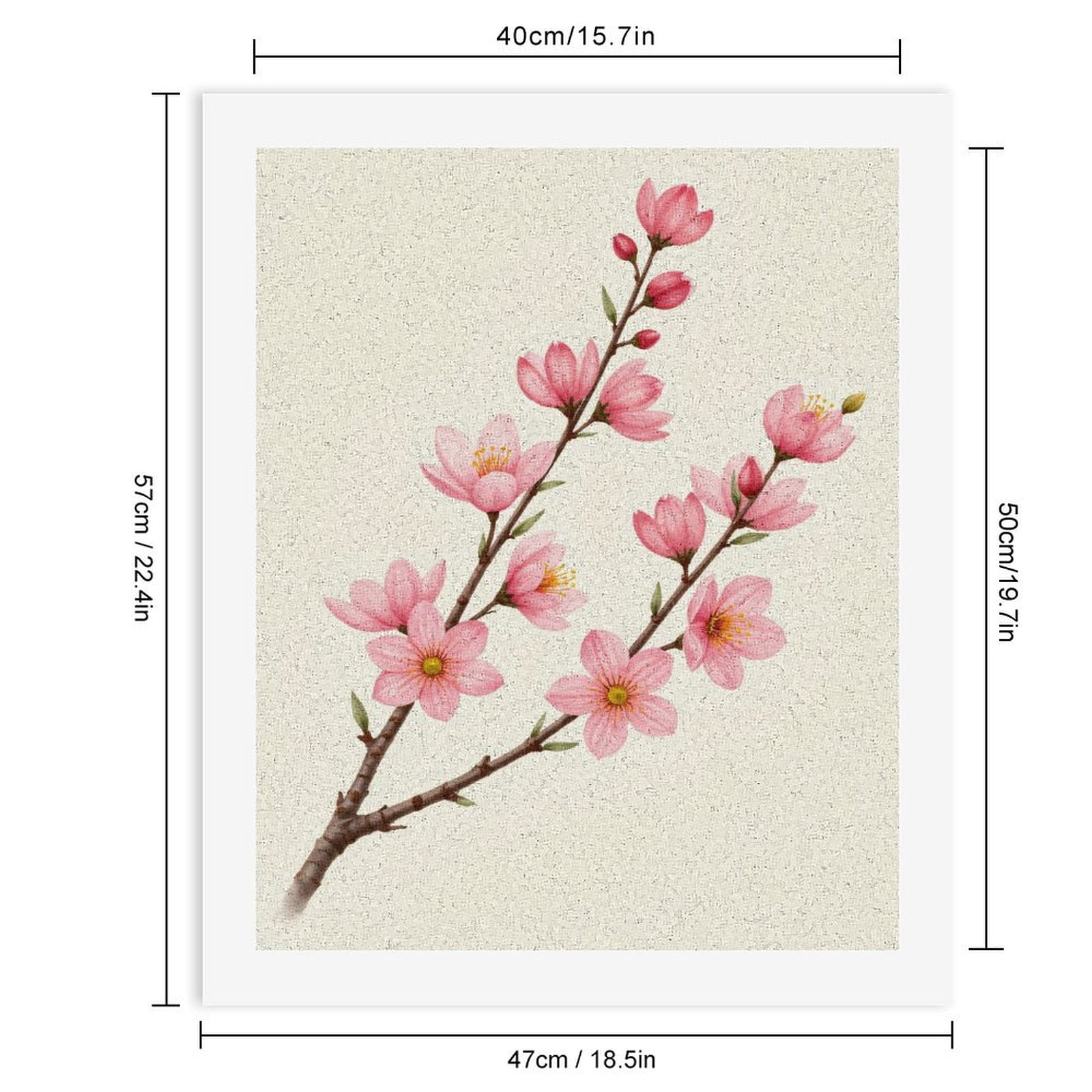 Paint By Numbers Kit for Adults Beginner - DIY Pink Blossom Branch Art Print Canvas Painting Kits for Adults, Frameless Paint By Number for Adults for Home Wall Decor 16x20 Inch