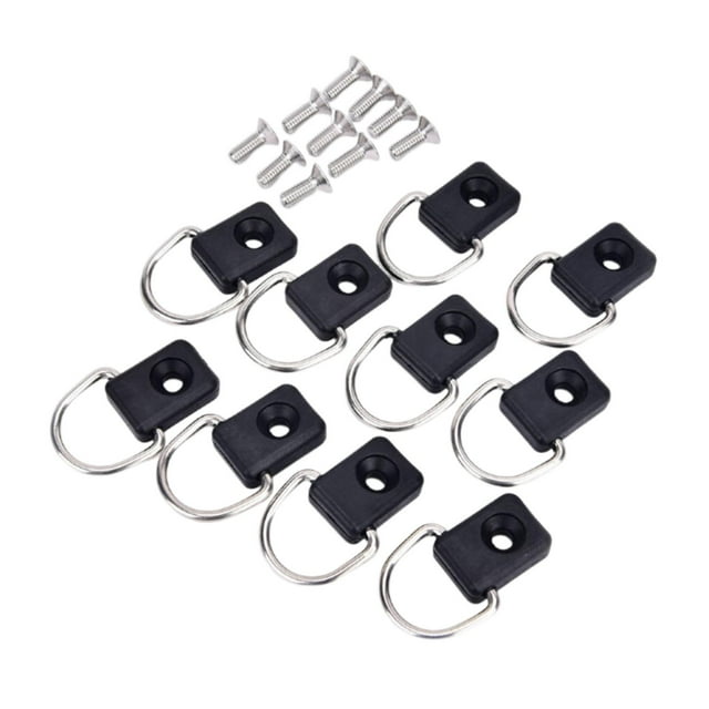 Kayak D Rings Safety Tie Down Loop with Screws, Durable Lightweight Deck Fitting Accessory, Canoe D Buckles for Bungee Set Kayak Accessories