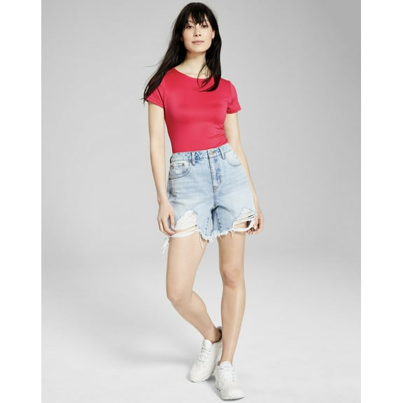 Now This Womens Cotton Denim Boyfriend Shorts William Lt Wash 28