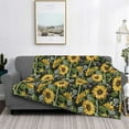 thumbnail image 2 of Honeii Sunflowers print throw blanket, crafted from cozy cotton flannel, offers versatile home decor as a bedding suitable for all seasons.-60"x50", 2 of 6