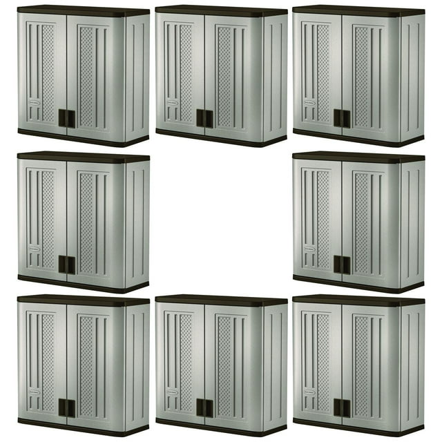Suncast Armoire de Rangement Murale de Garage à Étagère Unique en Résine de 4 Pieds Cubes (Lot de 8)