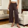 thumbnail image 2 of Posijego Women's Pajama Capri Pants High Waisted Elastic Wide Leg Capris Pants Pjs Bottoms Lounge Pants with Pockets, 2 of 9