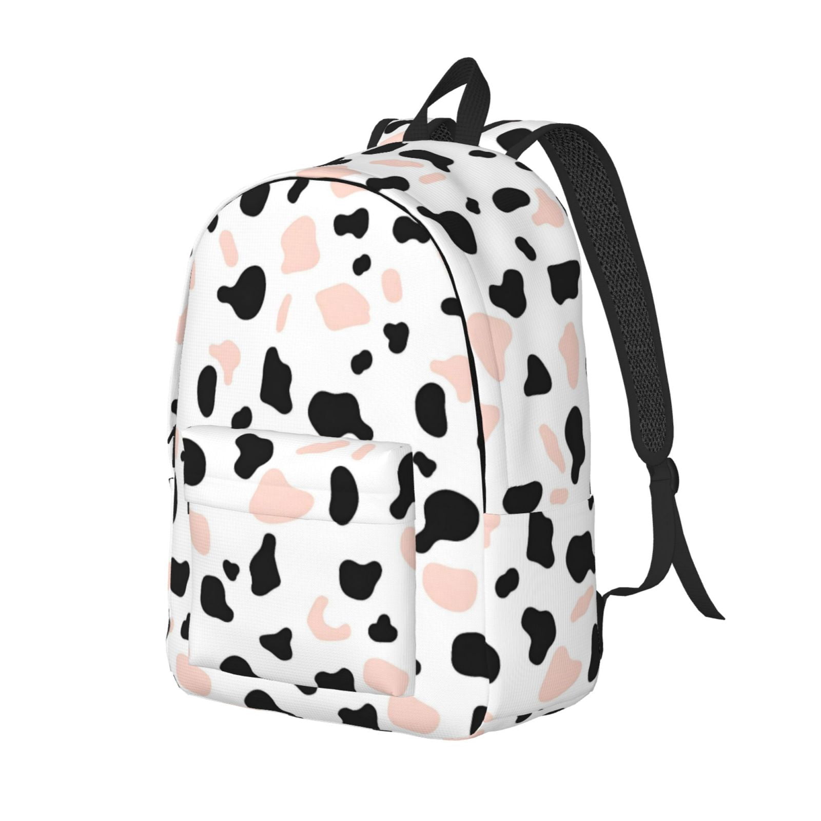Casual Canvas Backpack Without Interlayer Large Capacity Stick Bag Design For Outdoor Shopping Office Outdoor Sports Simple Cow-Print Pattern1_2 Medium