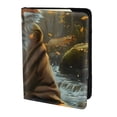 thumbnail image 2 of Rateoe Streamside Meditating Fox Pattern Passport Holder Wallet Leather Mulit-purpose Travel Wallet Credit Cards Case ,Passport Cover for Women Men-6.5 in, 2 of 5