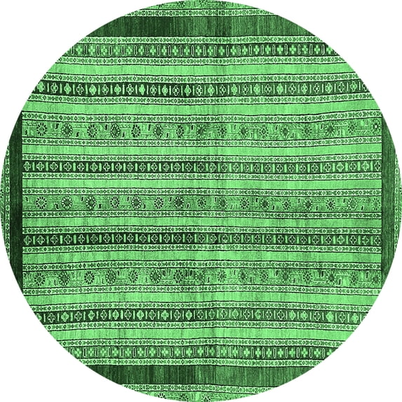 Ahgly Company Indoor Round Abstract Emerald Green Modern Area Rugs, 5' Round