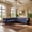 Blue01, variant on Sectional Sofa, 100" x 100" Chesterfield Sofa with Rolled Arms and Nailhead, 5 Seat Faux Leather Tufted Couch for Living Room Black