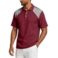 thumbnail image 3 of Fabrcox Men Polo Shirts Short Sleeve Collared Henley Linen Shirts for Men Lightweight Relaxed Fit Color Block Vacation Workout Golf Shirts for Men L, 3 of 6