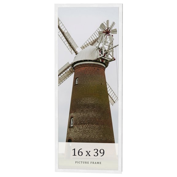 16x39 Frame White Real Wood Picture Frame Width 0.75 inches | Interior Frame Depth 0.5 inches |