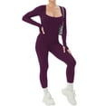 thumbnail image 6 of Women Yoga Jumpsuits Workout Ribbed Long Sleeve Sport Jumpsuits, 6 of 7