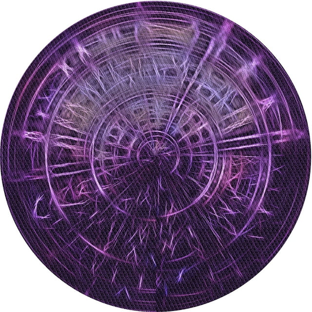 Ahgly Company Tapis Rond Lavable en Machine Intérieur Transitionnel Violet Foncé, 3 Pieds Rond