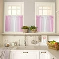 thumbnail image 2 of Pink Ombre Tier Curtains 24 Inch Length - 2 Panels, Rod Pocket Curtain Panels, Pink White Gradient Modern Abstract Art Window Treatment for Bedroom/Kitchen/Bathroom Windows, 55W x 24L Inch, 2 of 5