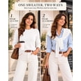 thumbnail image 5 of QUALFORT Women’s 100% Cotton Pullover Sweater, Crew Neck Long Sleeve Lightweight Sweater for Women, Soft Classic Knit Top, White XL, 5 of 7