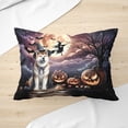 thumbnail image 3 of Spooky Halloween Night Witch Akita Glowing Pumpkins Pillow Cushion Double Sided Inu Dog Lover Throw Pillow - 12015, 3 of 4