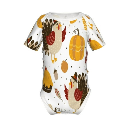 

Coaee Happy Thanksgiving for Soft Baby Short-Sleeve Bodysuit Baby Climbing Clothes Baby Girls Boys Bodysuit Romper-9M