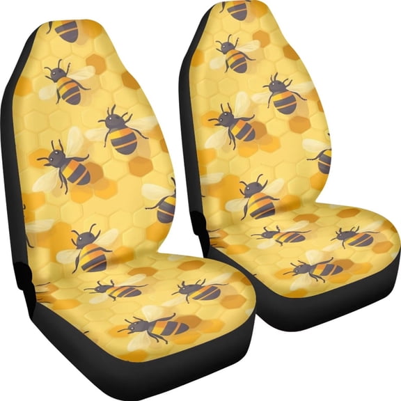 chaqlin 2 PCS Car Seat Covers for Front Seats Bees Auto Seat Cover Protector Universal Car Accessories for SUV Truck Sedan