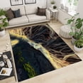 thumbnail image 2 of Smoke Ripple Abstract Area Rugs, 3D Yellow Black Modern Relief Living Room Carpet, Sofa Cushion Easy Cleaning with Backing Apply to Nursery College Dorm Teen Room Decor 3x5ft, 2 of 6