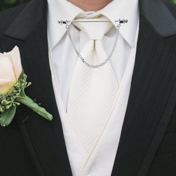 NICEXMAS Men's Collar Bar with Chain, Metal Tie Pin Accessory for Shirts and Clothing, Stylish Decorative Jewelry