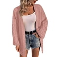 thumbnail image 5 of Fashionable Womens Puff Long Sleeves Open Front Outerwear Coat Knit Casual Loose Fit Sweater Cardigan Jackets, 5 of 9