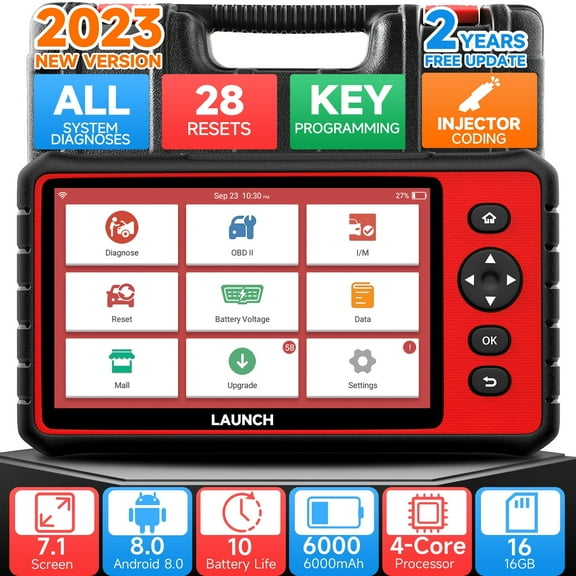 LAUNCH CRP909C OBD2 Scanner Car Diagnostic Scan Tool OE-Level Full System Diagnosis, 28 Reset Function ABS Bleeding Injector Coding IMMO
