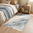 thumbnail image 3 of MICGEEK 3x5 Washable Area Rugs for Entryway, Modern Abstract Non Slip Carpet, Low Pile Indoor Rug for Bedroom Home Decor Carpets, Blue/Brown, 3 of 9