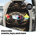 thumbnail image 5 of Xecao Gold Rose Skull Pattern Car Seat Back Protector 2 Pack Large Capacity Pocket, Kick Mats Back Seat Protector, 5 of 8