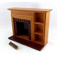 thumbnail image 2 of Dollhouse Miniature Furniture Walnut Red Brick Fireplace with Shelves, 2 of 3