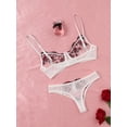 thumbnail image 5 of Lencería de encaje Sexy para mujer, conjunto de sujetador y bragas semitransparentes, Bralette bordado de flores, ropa interior de pecho de reunión, 5 of 5