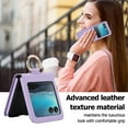 thumbnail image 5 of for Motorola Razr 40 Ultra Case, Classic Premium PU Leather Flip Case with Card Holder Shockproof Drop Protective Ring Holder Phone Case Cover for Motorola Razr 40 Ultra, Purple, 5 of 6