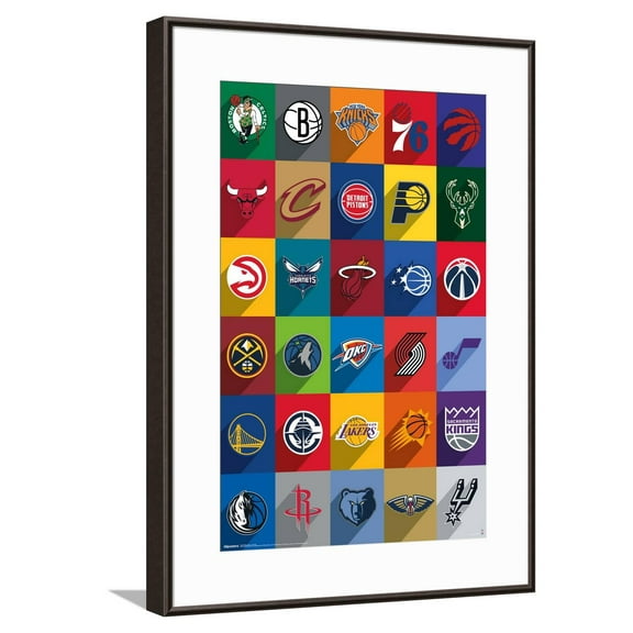 NBA League - Logos 25 Canvas Wall Poster, 14.725" x 22.375"