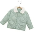 thumbnail image 2 of Esaierr Toddler Baby Warm Cotton Outerwear 1T-7T Kids Winter Coat Kids Puffer Jacket Lapel Button Solid Color Winter down Coat with Pocket for Boys Girls, 2 of 7