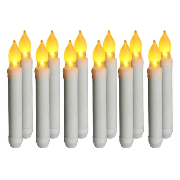 12 velas LED cónicas sin llama, velas eléctricas, luces para ventanas