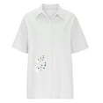 thumbnail image 4 of EQWLJWE Chemises pour Femmes Liquidation Femmes Manches Courtes Décontracté Imprimé Manches Courtes Ample Bouton Col Rabattu Chemise Blouse Unie, 4 of 8