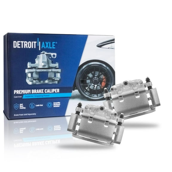 Detroit Axle - Pair Rear Brake Calipers w/Brackets Replacement for Ford E-150 E-250 E-350 Econoline Club Wagon Super Duty - 2pc Set