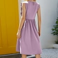 thumbnail image 5 of Women Dresses Women Round-Neck Casual Loose Skirt Solid Sleeveless Ruffles Longuette Dress Plus Size Dresses for Women, 5 of 5