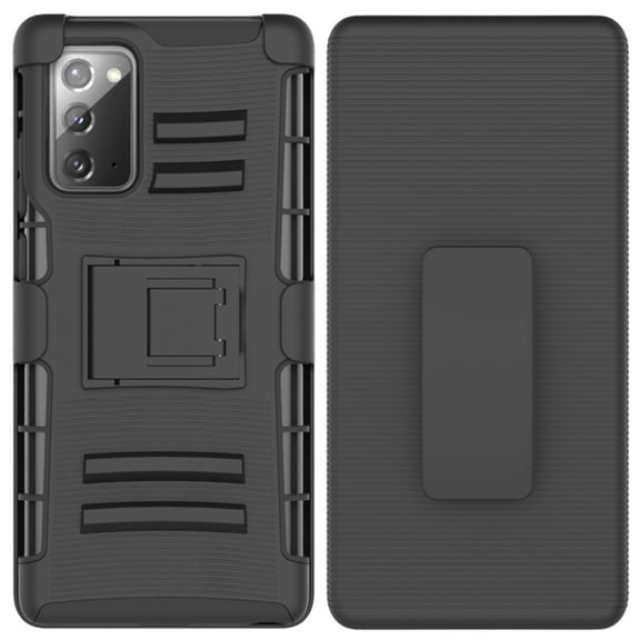 Beyond Cell Tough Rugged Case Compatible With Samsung Note 20 (2020) Kickstand and Holster Combo -Black