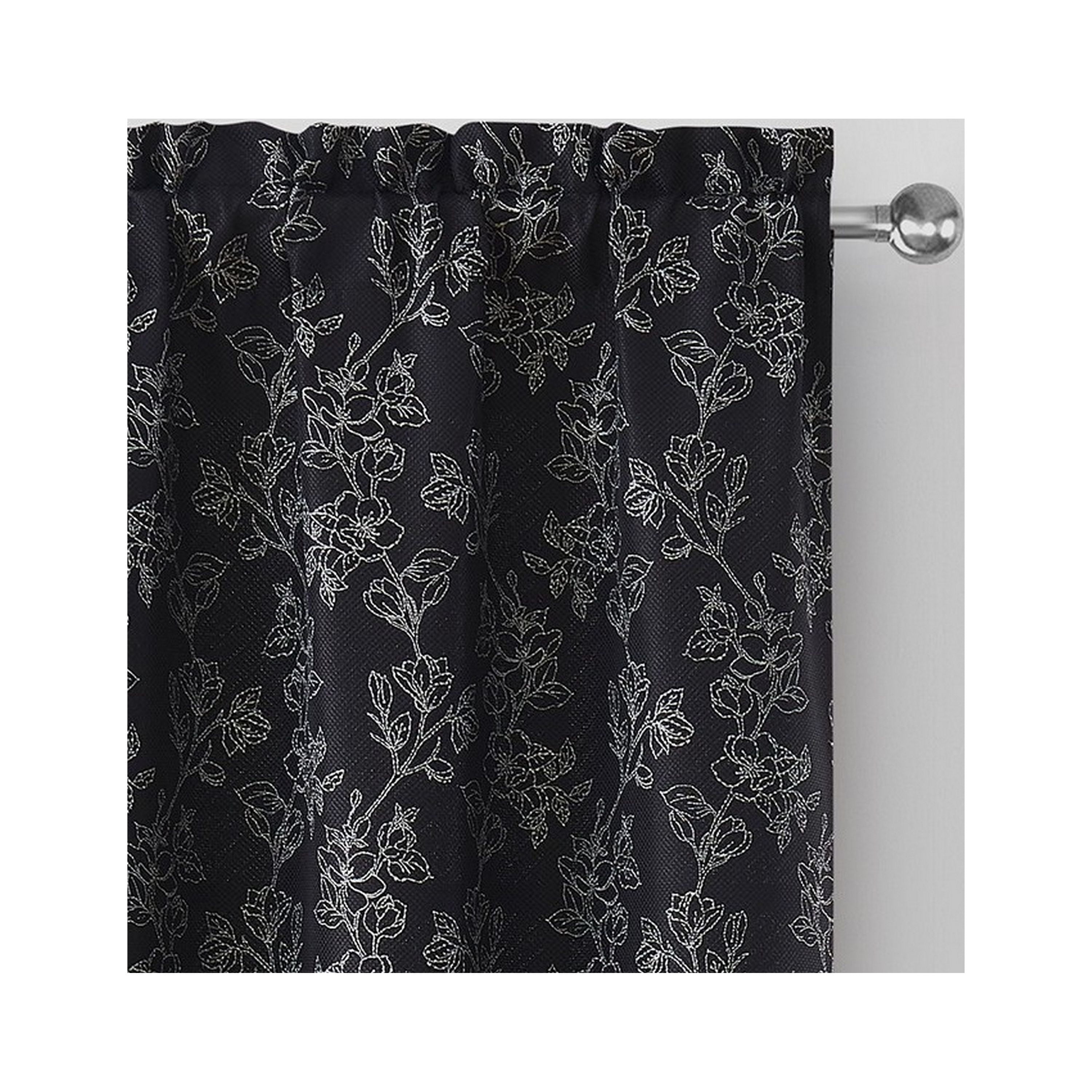VCNY Home Carmen 2-Piece Black Floral Rod Pocket Light-Filtering Curtain Panel Set, 38" x 63"