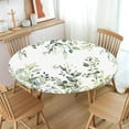 thumbnail image 2 of Floral Round Fitted Tablecloth with Elastic Edge,Water-Resistant Spring Summer Sage Green White Wild Flower Leaf Table Cover for 48-52" Found Tables Eucalyptus Table Cloth for Dinner,Outdoor,Patio, 2 of 4