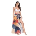 thumbnail image 2 of FORMRS Womens Long Sarong Beach Wrap Semi-Sheer Bikini Skirt Bathing Swimsuit Cover Up, Flowers Pattern, 2 of 7