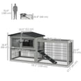 thumbnail image 2 of Light Grey 59" Rabbit Hutch - 2-Tier Outdoor Wooden Bunny Cage w/ Ramp & Pull-Out Tray for Living & Play, 2 of 7