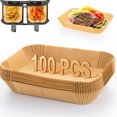 thumbnail image 1 of Hicess 100Pcs Fryer Liners for Ninja Parchment Papers Disposable Rectangle Heat-Resistant Non-Stick Baking Papers Kitchen Supply, 1 of 8