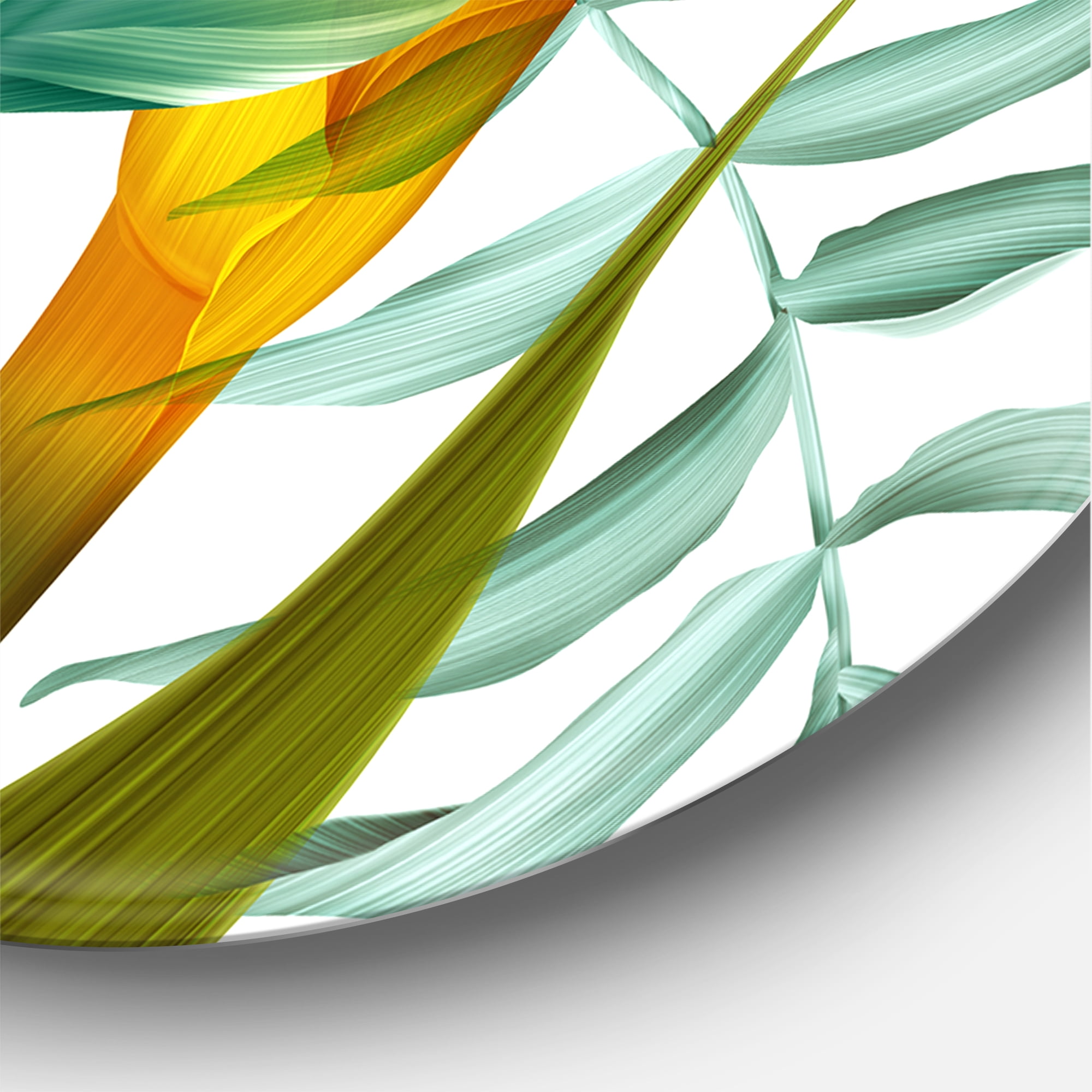 Designart 'Yellow Flowers and Tropical Foliage III' Modern Circle Metal Wall Art 36x36 - Disc of 36