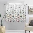 thumbnail image 2 of Watercolor Floral Kitchen Curtains 27.5W X 39L Inch 2 Panel Wildflower Spring Flower Small Short Cafe Tier Window Treatment Drapes Botanical Plant Leaves Pink Green for Bathroom Home Decor, 2 of 5