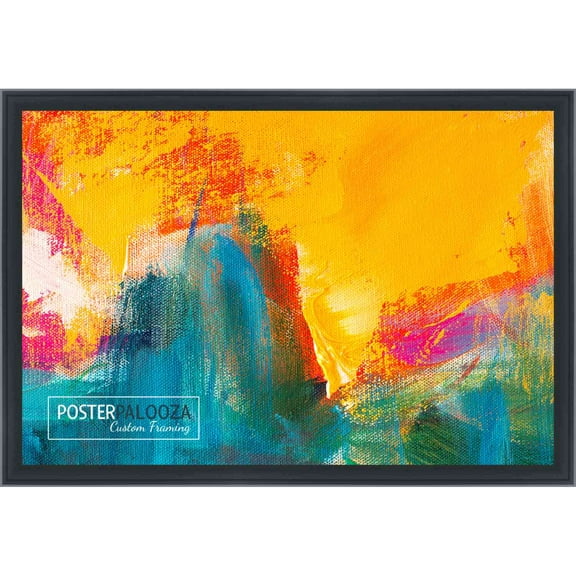 38x26 Contemporary Black Complete Wood Picture Frame with UV Acrylic, Foam Board Backing, & Hardware