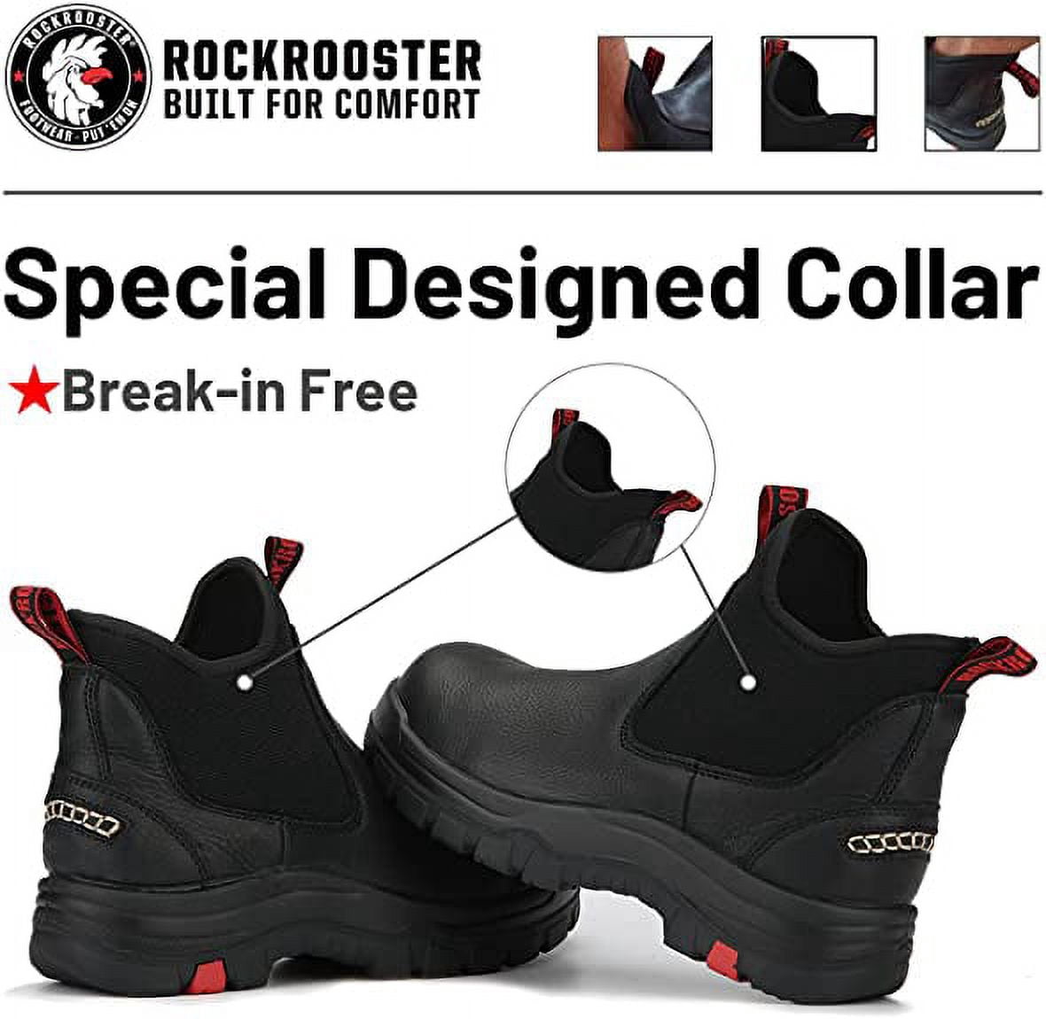 NWT, ROCKROOSTER Men\'s Black Work Safety Boot, Size 11.5 ROCKROOSTER Beaufort Men main image 3