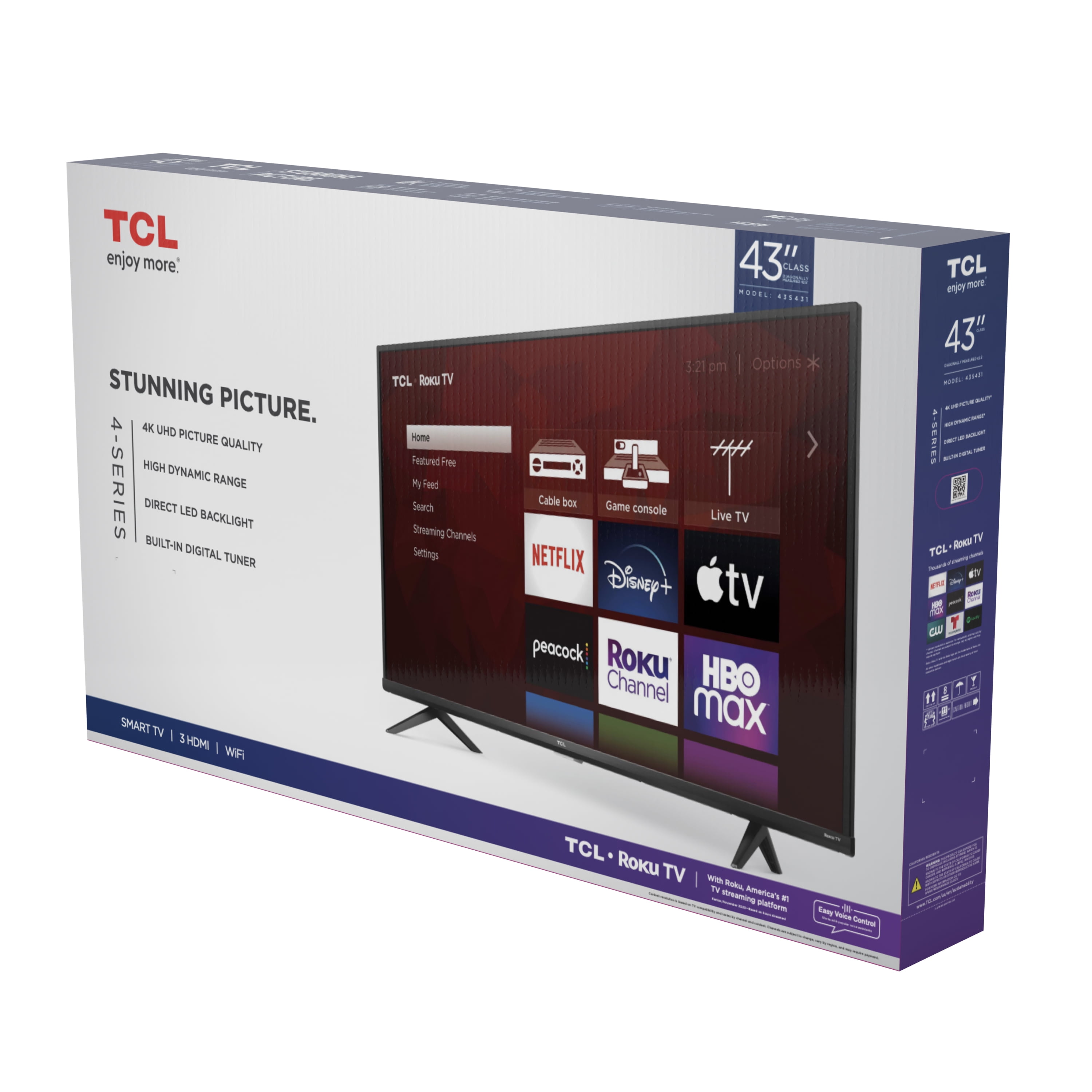 TCL 43 Class 4 Series 4K UHD HDR Roku Smart TV 43S431 